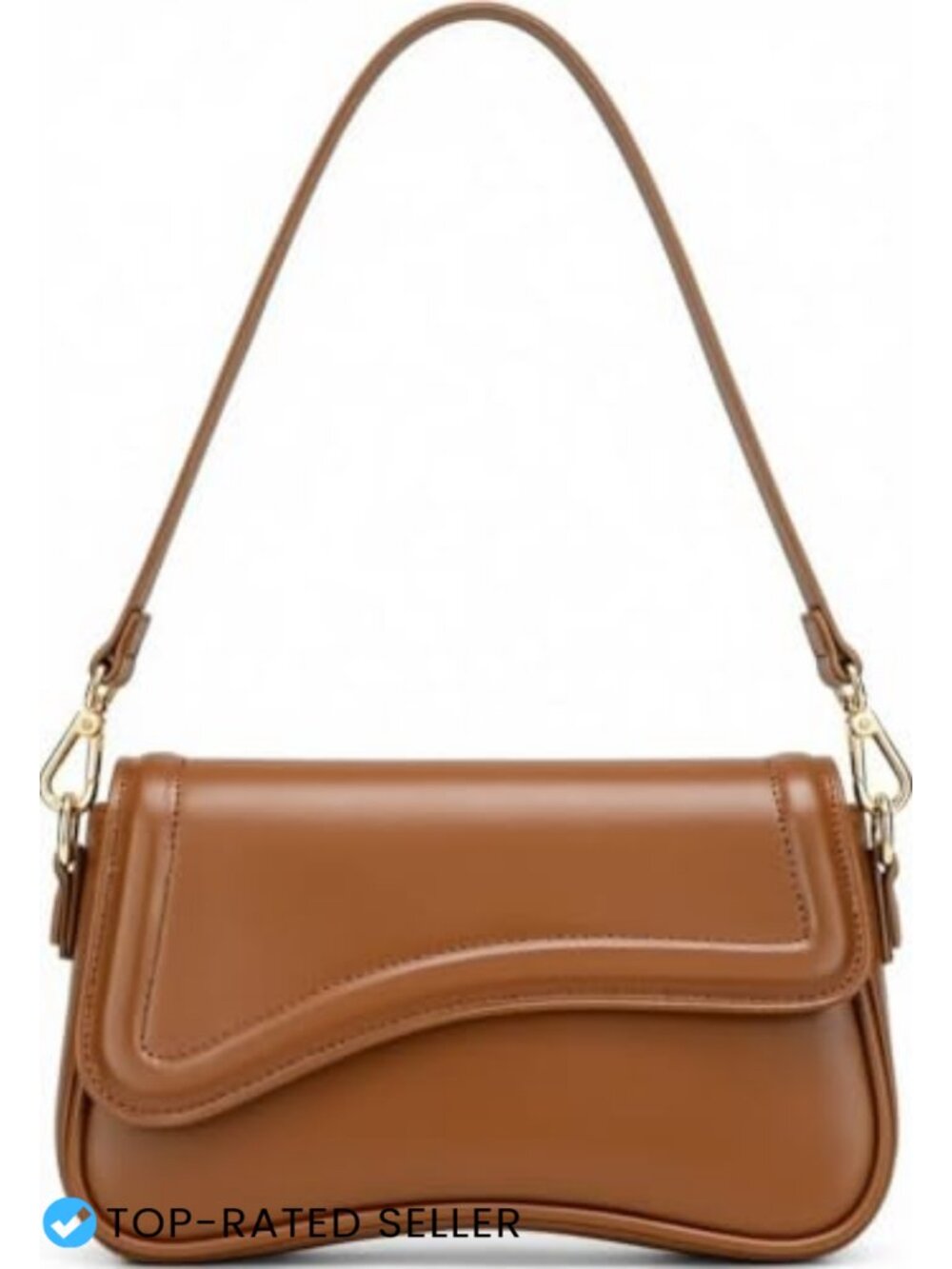 PU Leather Saddle Shoulder Bag with 2 Adjustable Straps Y2K Hobo Purse Crossbody